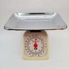 Vtg Lem Kitchen Scale 22lb Max Off White Plastic W Removable 10in Metal Tray