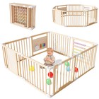 Foldable Wooden Baby Playpen Activity Center Portable Play Yard Toddler Fence
