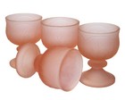 Tiara Exclusive Frosted Pink Glass Goblets Floral Vintage Collectibles Set Of 4