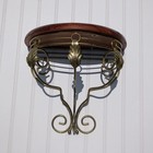 Vintage Wall Shelf Wooden Top With Brass Base Ornate Scroll And Leaf Accent 11 