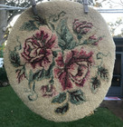 Vintage Hand Hooked Floral Roses Round Repurpose Upcycle