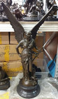 Bronze Sculpture Statue Woman Archangel Nemesis Marble Victory Sword Wings Decor