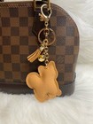 Dog Keychain Bag Charm Crystal Bling Gold Tan Tassel New Handmade Gift