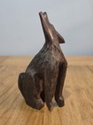 Vtg Hand Carved Ironwood Howling Wolf Figurine Made In Mexico Very Detailed