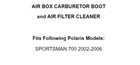 Air Box Carburetor Boot Filter Cleaner For Polaris Sportsman 700 2002 2003-2006