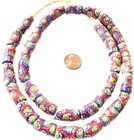 Handmade Blue Green Red Millefiori Recycled Glass African Trade Beads-ghana