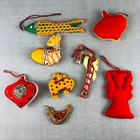 Vintage India Folk Art Ornaments X 8 Handmade Cloth Sequins Beads Trim Stuffed