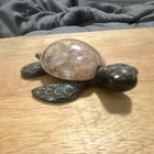 Stone Turtle Figurine Statue - Turtle Reptile Decor With Polished Stone Shell