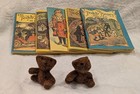 Set Of 5 Mini Teddy Bear Story Books 2 Flocked Teddy Bears In Box 1979 Merrimack