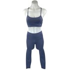Lululemon Blue Sleeveless Athletic Yoga Sports Bra Crop Top Leggings Pants Sz 2