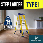 5 Ft  Fiberglass Step Ladder With 250 Lb  Load Capacity Type I Duty Rating