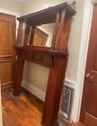 Vintage Fireplace Mantel With Beveled Mirror - Antique Wood Surround - Est  1915