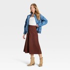 Women s Faux Suede Midi A-line Skirt - Universal Thread    Brown 8 New