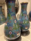 Antique Pair Large Chinese Cloisonn   Vases  Stamped  china   Great Condition