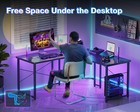 51  L-shaped Gaming Desk  Carbon Fiber Corner Computer Table  Black