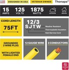 Thonapa 75 Ft Lighted Outdoor Extension Cord- 12 3 Heavy Duty  Yellow E- 3 Prong