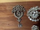 Euc Huge Lot Of 5 Piece Unsigned Vintage Brooches Beautiful Rhinestones