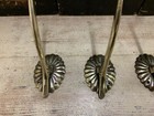 Original Antique Edwardian Brass Coat Hooks X 7 Old  Metal Reclaimed Vintage