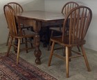 Vintage Solid Oak Dining Rectangle 59 25    Table  4 Arrowback Chairs  Made Taiwan