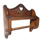 Vintage Wood Shelf Towel Holder Country Heart Paper Towels Bath Wooden Brown