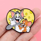 Tom And Jerry Enamel Pin Cartoon Cat Mouse Cheese Lapel Pin Gift- Us Seller