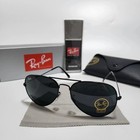 Brand New Rb3025 Aviator Pilot Sunglasses Black Frame Glass Gray Lens 58-14mm