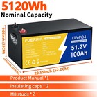 48v 100ah Golf Cart Lifepo4 Lithium Battery 5120wh Metal Case 58 4v 20a Charger