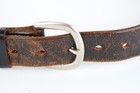 Vintage 50s 60s Distressed Usa Stamped Silver Buckle Leather Belt Mens 30-34