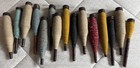 Antique Wooden Spools Textile Mill Thread Bobbins Spindles With Yarn 15 Vintage