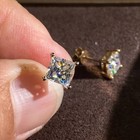 2ct Princess Lab Created Moissanite Stud Earrings 14k Yellow Gold Plated Silver