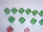 Lot Of 14 Dice - 3 Cherry Red Translucent Catalin Bakelite   11 1 2  Apple Green