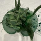 Green Solid Flower Feather Mesh Beaded Fascinator Headpiece Women One Size