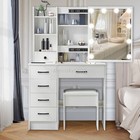 Vanity Set Makeup Dressing Table Desk With 6 Drawer Slide Mirror Led Light White