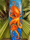 Tropical Airbrushed Octopus Decorative Surfboard Wall Plaque Mango Wood 39 x10 
