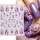 2pcs Spring Blossom 5d Nail Art Stickers - Pink   Purple Floral And Leaf Designs