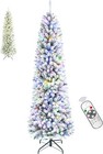 6 5ft Pre-lit Snow Flocked Pencil Christmas Tree With Remote Control  250 War   