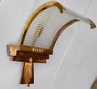 Vintage Old Art Deco Skyscraper Brass   Glass Rod Ship Light Wall Sconces Lamp