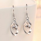Women 925 Sterling Silver Plated Cz Teardrop Drop Dangle Earrings Gift I110