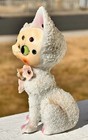 Vintage Sugar Textured Cat Figurine Rhinestones Hand Painted Kitsch Japan
