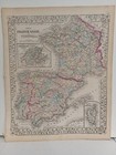 1873 Mitchell s Atlas Map Of France  Spain And Portugal Authentic Hand-colored