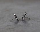 Goth Emo Punk Rock Gun Metal Gray Spider Post Earrings