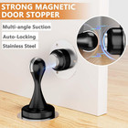 Magnetic Door Stopper Black Stainless Steel Doorstop No Drill Adhesive Wall Floo