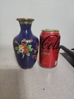 Vtg Cloisonne Enamel On Brass 6  Vase Beautiful Floral Design Asian  Chinese 