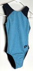 Gk Elite   Cl Child Large Gymnastics Leotard Blue Black Nylon Knit