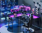 Gaming Desk With Led Gaming Table With 2 Outlets And 2 Usb Charging Port