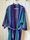Vintage 80   s Yves Saint Laurent Terry Cloth Robe Men   s Os Stripe Blue Purple