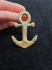 Vintage antique - 19th Century - Brass Anchor W hole In Bottom - Nice Patina 
