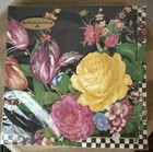 Retired Mackenzie Childs Black Flower Market Dinner Napkins New In Package
