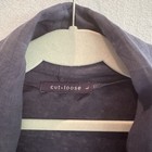 Cut Loose Top Women Large Dark Blue Linen Blend Cardigan Shawl Draped Lagenlook