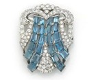 5ct Emerald Cut Lab Created Aquamarine Women s Brooch Pin 14k White Gold Finish
